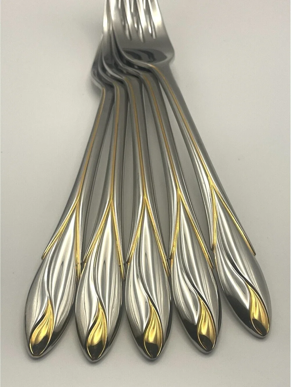 (5) Yamazaki IRIS GOLD Stainless 18/8 Japan Dinner Fork Lot ~ 7.75”